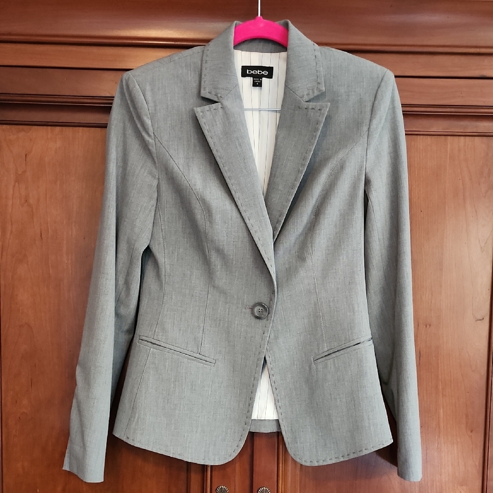 Bebe Classic Gray Suit Jacket and Skirt Set